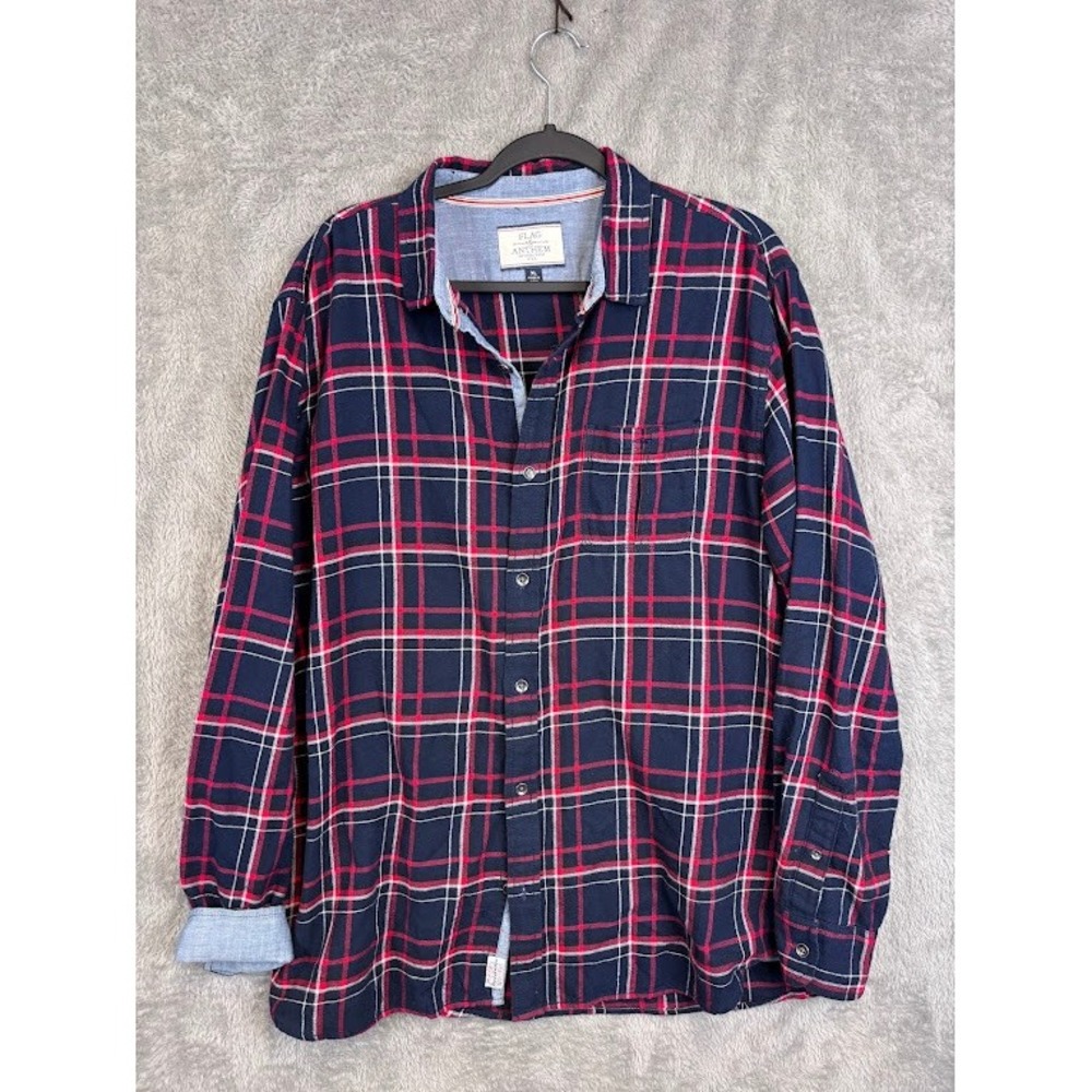 Flag & Anthem‎ Mens XL Button Down Flannel Shirt Plaid Long Sleeve
